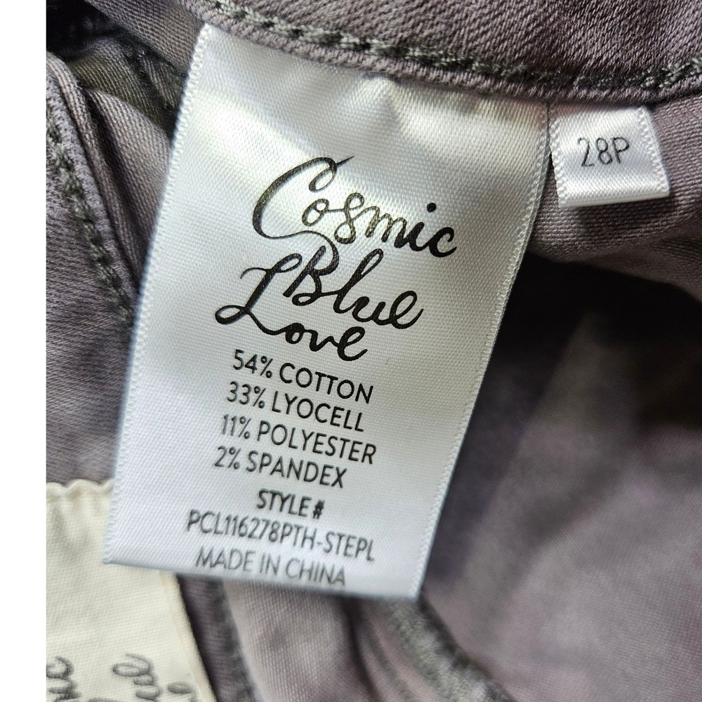 Cosmic Blue Love Cargo Pants Jeans Womens 28P Petite Grey Skinny Utility - Picture 5 of 10